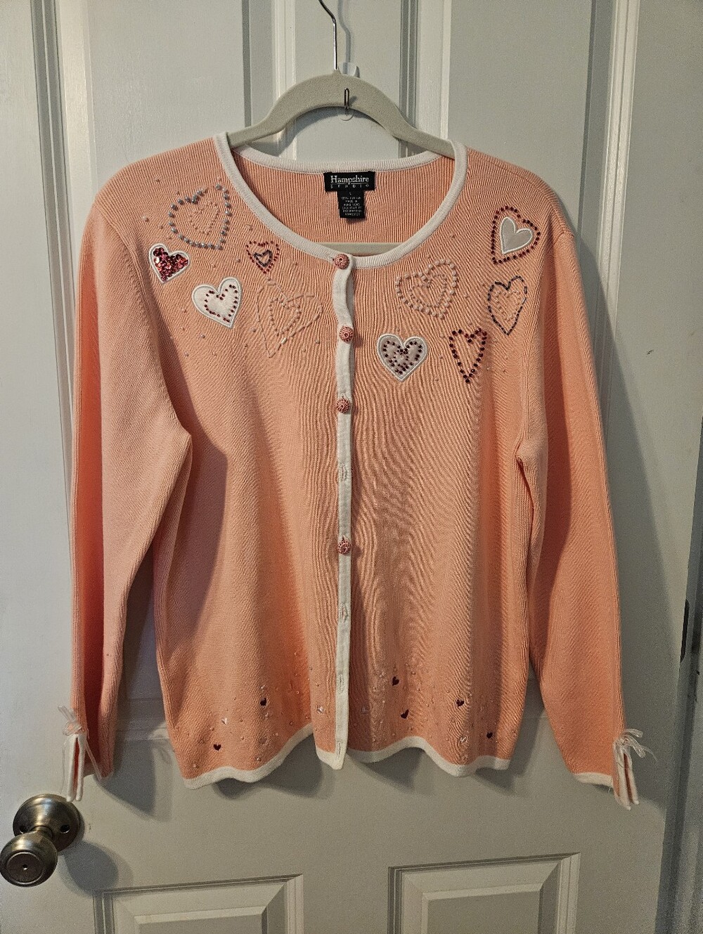 Hampshire Studio Heart-Embellished Button Cardigan